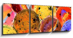 Obraz s hodinami 3D tdln - 150 x 50 cm F_BM14913298 - Slightly blurred colorful marbles (with drops of water) - Mrn rozmazan barevn kuliky (s kapkami vody)