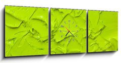 Obraz s hodinami 3D třídílný - 150 x 50 cm F_BM15076221 - green oil paint - zelená olejová barva