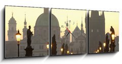 Obraz s hodinami 3D tdln - 150 x 50 cm F_BM15119043 - prague charles bridge - prask charlesov most