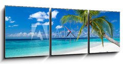 Obraz s hodinami 3D tdln - 150 x 50 cm F_BM151310725 - coco palm on tropical paradise island dream beach