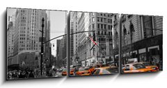 Obraz s hodinami 3D tdln - 150 x 50 cm F_BM15231811 - Taxies in Manhattan - Taxy na Manhattanu