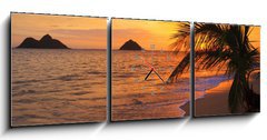 Obraz s hodinami   Pacific sunrise at Lanikai beach in Hawaii, 150 x 50 cm
