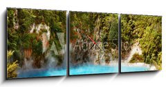 Obraz s hodinami 3D tdln - 150 x 50 cm F_BM15576886 - Hot thermal spring, New Zealand - Tepl pramen, Nov Zland