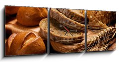 Obraz s hodinami 3D tdln - 150 x 50 cm F_BM15817711 - assortment of baked bread