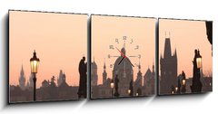 Obraz s hodinami   prague charles bridge, 150 x 50 cm