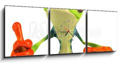 Obraz s hodinami 3D tdln - 150 x 50 cm F_BM15819778 - Grenouille avec un panneau