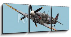 Obraz s hodinami 3D třídílný - 150 x 50 cm F_BM15824540 - Isolated Spitfire - Izolované Spitfire