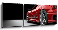 Obraz s hodinami   Red car, 150 x 50 cm