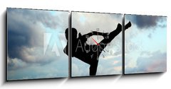 Obraz s hodinami 3D tdln - 150 x 50 cm F_BM16108587 - Kung fu at the edge