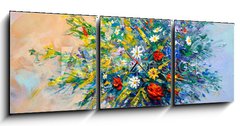 Obraz s hodinami 3D tdln - 150 x 50 cm F_BM163278851 - Oil painting flowers
