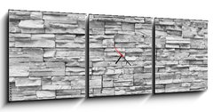 Obraz s hodinami 3D tdln - 150 x 50 cm F_BM165501117 - White brick stone wall.
