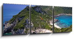 Obraz s hodinami 3D tdln - 150 x 50 cm F_BM16612421 - Green and blue beaches