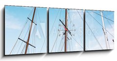 Obraz s hodinami 3D tdln - 150 x 50 cm F_BM166856176 - Masts of sailboat and blue sky - Story plachetnice a modr oblohy