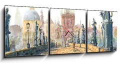 Obraz s hodinami 3D tdln - 150 x 50 cm F_BM167381357 - Charles Bridge (Prague, Czech Republic)