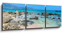 Obraz s hodinami 3D tdln - 150 x 50 cm F_BM172874884 - Paradise beach with turquoise water, in Elafonisi, Crete, Greece