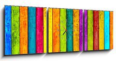 Obraz s hodinami   Colorful Wood Planks Background, 150 x 50 cm