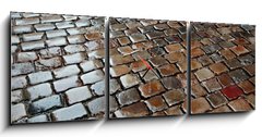 Obraz s hodinami 3D tdln - 150 x 50 cm F_BM176627639 - Wet Stone Pavement