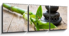 Obraz s hodinami 3D tdln - 150 x 50 cm F_BM176854248 - Hot stone with bamboo