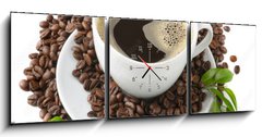 Obraz s hodinami   Coffee, 150 x 50 cm