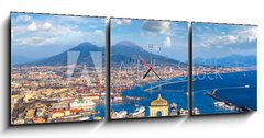 Obraz s hodinami   Napoli and mount Vesuvius in Italy, 150 x 50 cm