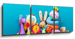 Obraz s hodinami 3D tdln - 150 x 50 cm F_BM182423566 - Set of colorful Kids toys frame. Copy space for text