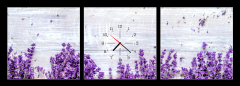 Obraz s hodinami 3D tdln - 150 x 50 cm F_BM188691240 - Bunch of dry lavender flowers on rustic background top view mock