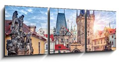 Obraz s hodinami   Sunrise on Charles bridge in Prague Czech Republic picturesque, 150 x 50 cm