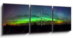 Obraz s hodinami   Green Aurora Borealis, 150 x 50 cm