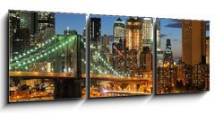 Obraz s hodinami 3D tdln - 150 x 50 cm F_BM19608224 - New york Manhattan bridge after sunset - New York Manhattan most po zpadu slunce