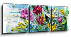 Obraz s hodinami 3D tdln - 150 x 50 cm F_BM196641998 - Abstract oil painting of  flower.