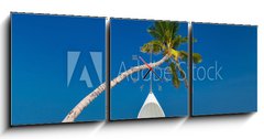 Obraz s hodinami 3D tdln - 150 x 50 cm F_BM196863504 - Beautiful tropical beach in Maldives