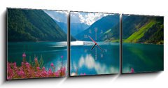 Obraz s hodinami 3D tdln - 150 x 50 cm F_BM19716232 - Lago di Vernago 2