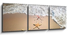 Obraz s hodinami   two starfish on a beach, 150 x 50 cm