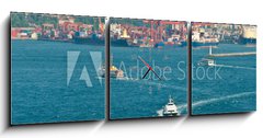 Obraz s hodinami 3D tdln - 150 x 50 cm F_BM19806453 - Verkehr auf dem Bosporus