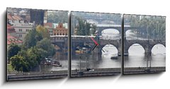 Obraz s hodinami 3D tdln - 150 x 50 cm F_BM19845883 - Prague bridges over the Vltava