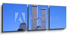 Obraz s hodinami 3D tdln - 150 x 50 cm F_BM19855091 - NYC Skyline With The Twin Towers - Panorama NYC s dvojaty