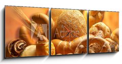 Obraz s hodinami 3D tdln - 150 x 50 cm F_BM1994596 - group of different bread products photographed wit