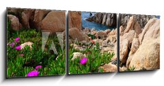 Obraz s hodinami 3D tdln - 150 x 50 cm F_BM20128555 - Costa Paradiso, Sardinia, Italy - Costa Paradiso, Sardinie, Itlie