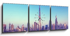 Obraz s hodinami 3D tdln - 150 x 50 cm F_BM204287935 - Dubai skyline, United Arab Emirates