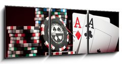 Obraz s hodinami   chips and two aces, 150 x 50 cm