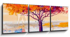 Obraz s hodinami 3D tdln - 150 x 50 cm F_BM213955813 - Tree oil painting, artistic background