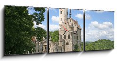 Obraz s hodinami 3D tdln - 150 x 50 cm F_BM22034617 - Germany: Burg Lichtenstein, a fairy-tale castle