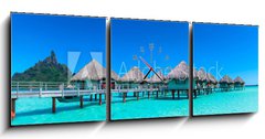 Obraz s hodinami   Bora Bora, 150 x 50 cm
