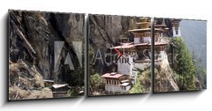 Obraz s hodinami   Taktshang Goemba, Bhutan, 150 x 50 cm