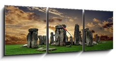 Obraz s hodinami   Stonehenge, 150 x 50 cm