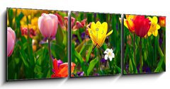 Obraz s hodinami 3D tdln - 150 x 50 cm F_BM22368524 - Sea of flowers