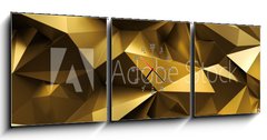 Obraz s hodinami 3D tdln - 150 x 50 cm F_BM224714765 - 3d render, abstract gold crystal background, faceted texture, macro panorama, wide panoramic polygonal wallpaper