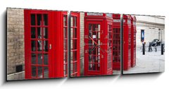 Obraz s hodinami 3D tdln - 150 x 50 cm F_BM22726107 - Typical red London phone booth