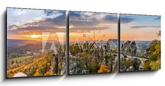 Obraz s hodinami 3D tdln - 150 x 50 cm F_BM228384018 - Basteibrcke in der Schsischen Schweiz