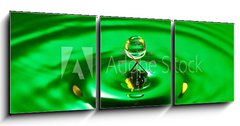 Obraz s hodinami 3D tdln - 150 x 50 cm F_BM22894878 - tranquility conceptual. green droplet splash in a water - klid koncepn. zelen kapka ve vod